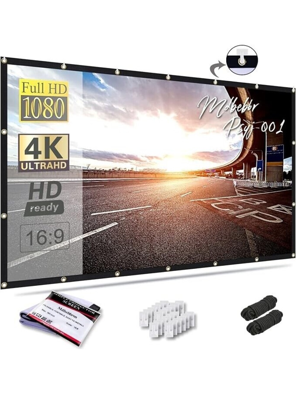 150 inch Projection Screen 16:9 Foldable Anti-Crease Portable Projector Movies